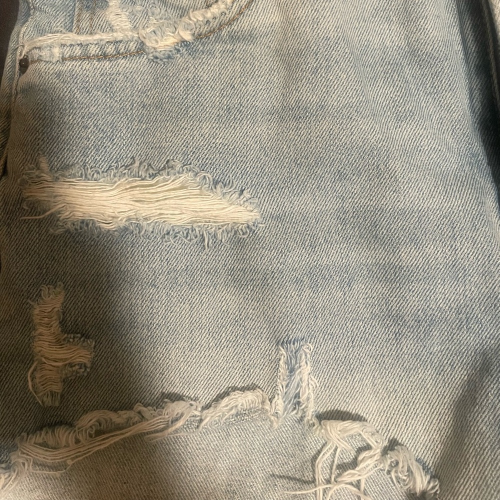 Zara Light Blue Ripped Jean Shorts - Picture 7 of 7